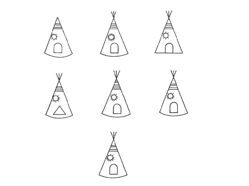 Coloring Spot the difference in wigwams. Category coloring on logic. Tags:  Logic.