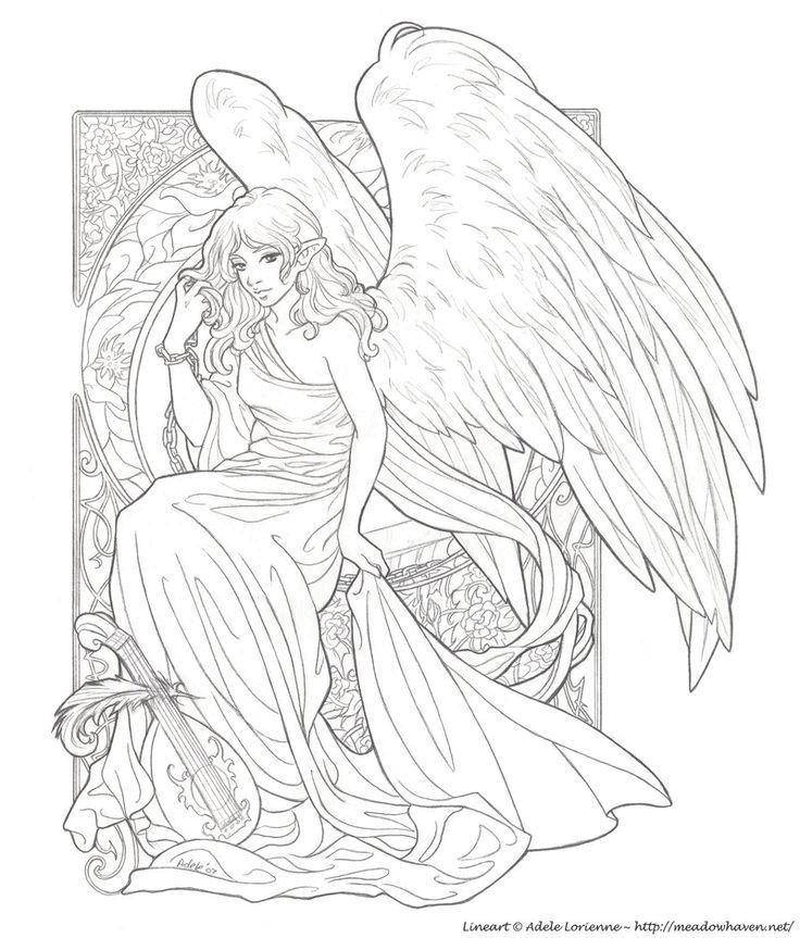 Coloring Nymph with wings. Category Fantasy. Tags:  science fiction , fantasy, nymph, wings.