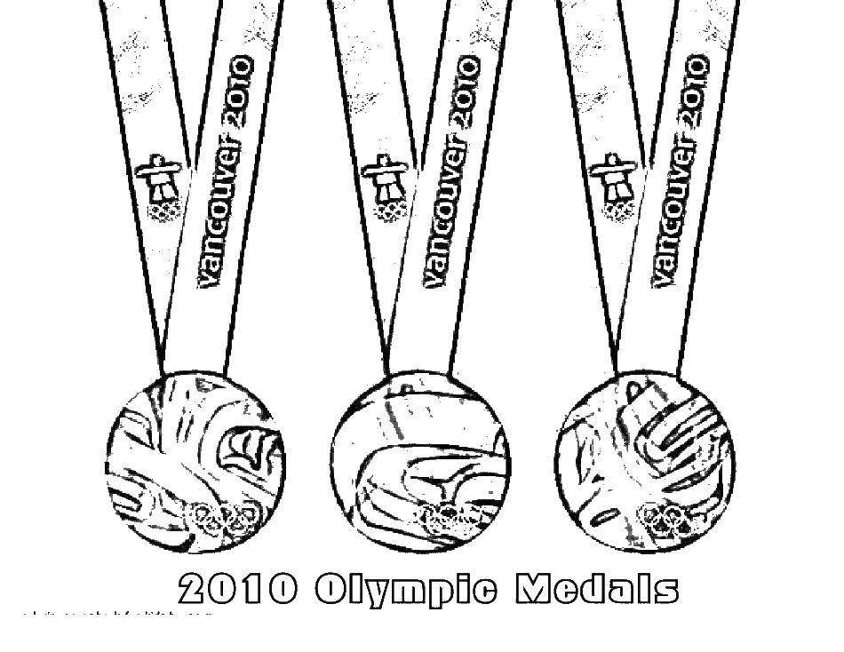 Coloring Olympic medals 2010. Category ring. Tags:  medals, rings, 2010.