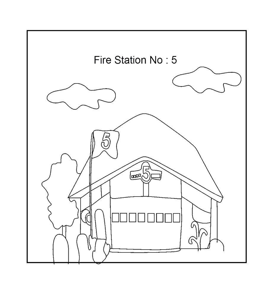 Название: Раскраска Пожарная станция. Категория: Огонь. Теги: огонь, пожар, станция.