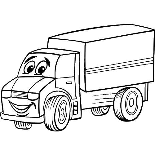 Coloring Happy truck. Category transportation. Tags:  Transportation, truck.