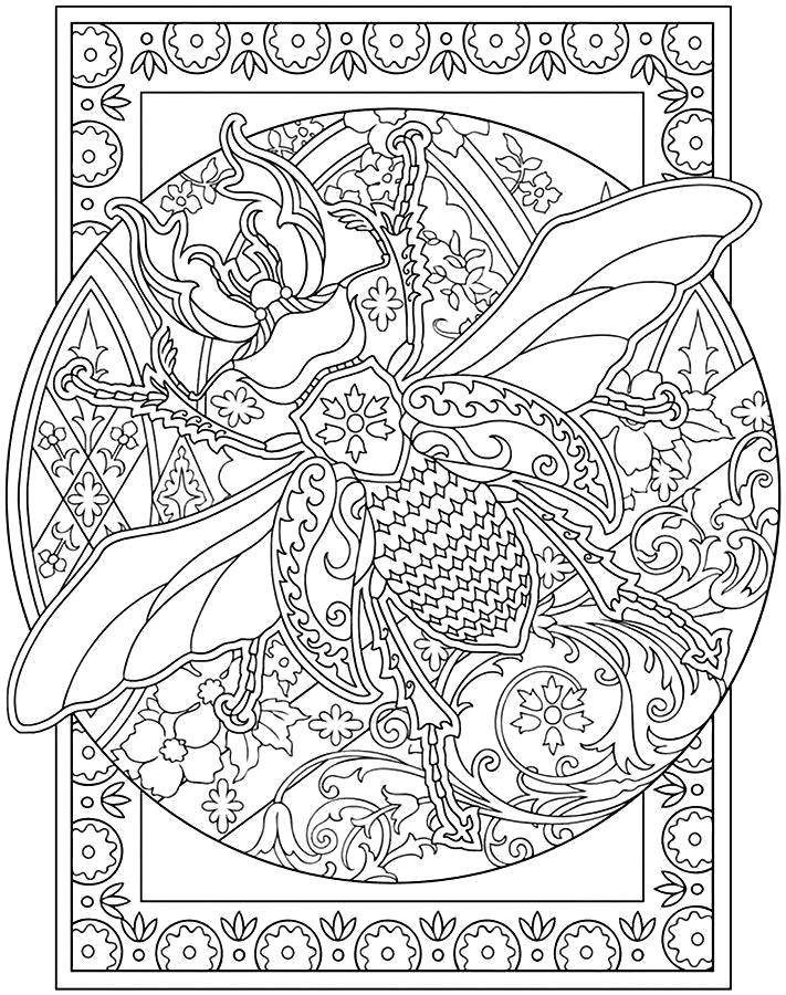 Coloring The magical beetle of patterns. Category coloring antistress. Tags:  Insects, beetle, patterns, flowers.