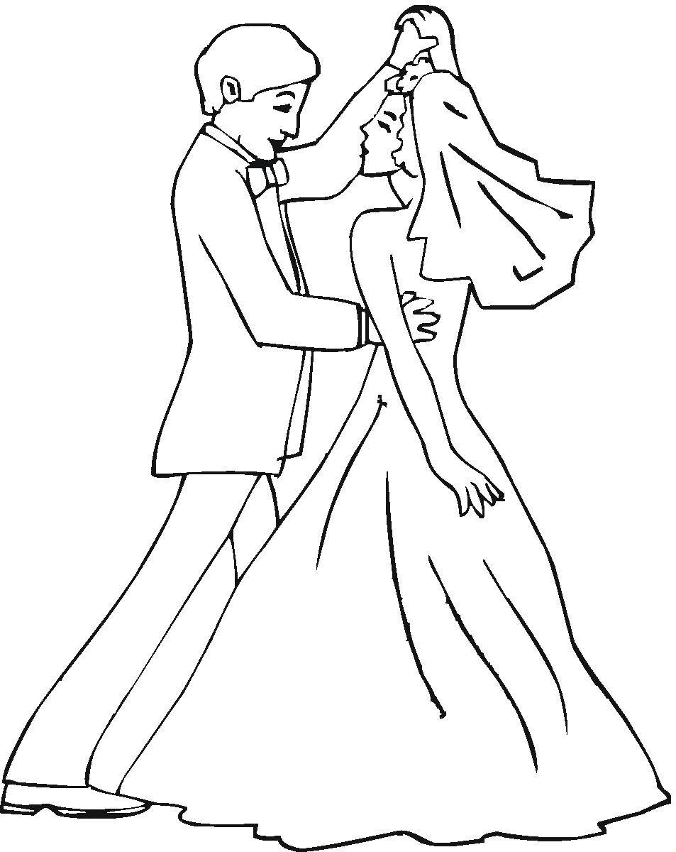 Coloring The bride and groom dancing. Category Wedding. Tags:  the groom, bride, wedding.