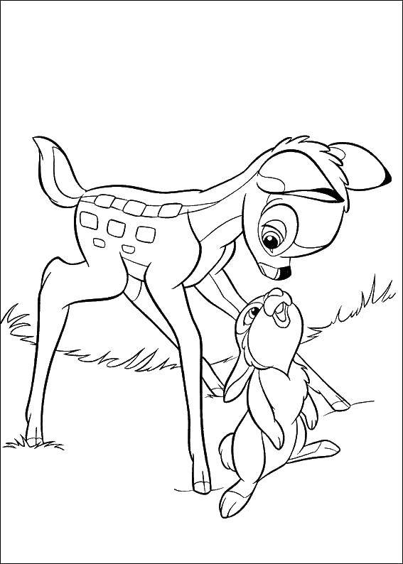 Coloring Bambi met undercover. Category Bambi. Tags:  Bambi, the fawn.