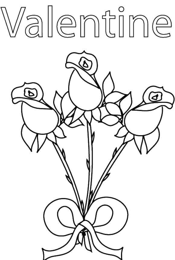 Coloring Bouquet of roses. Category Valentines day. Tags:  Valentines day, roses.