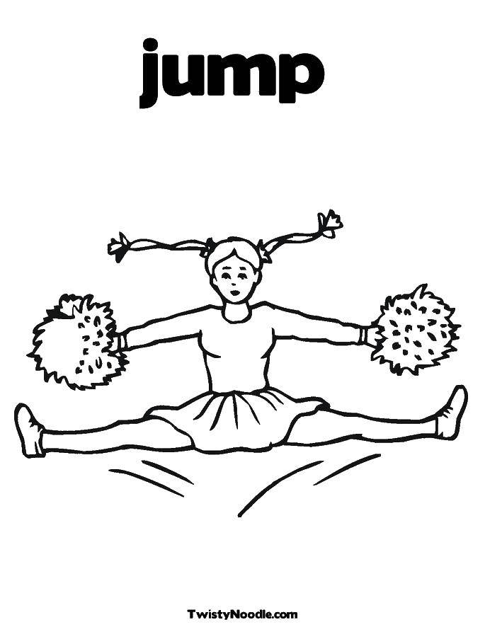 Название: Раскраска Чирлидерша в прыжке. Категория: Прыжок. Теги: прыжок, чирлидер.