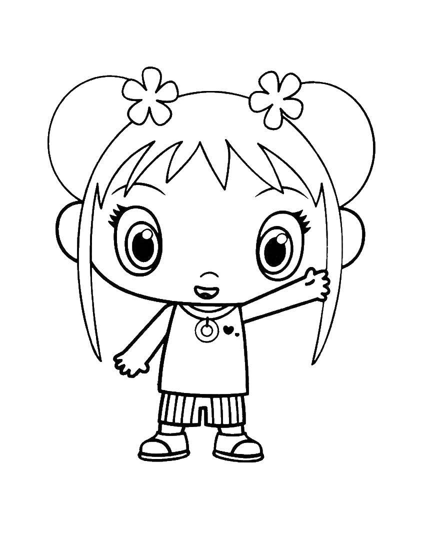 Coloring Girl waving. Category For girls. Tags:  girl.
