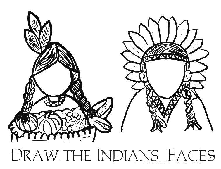 Название: Раскраска Дорисуй лицо индейца. Категория: индейцы. Теги: индейцы.