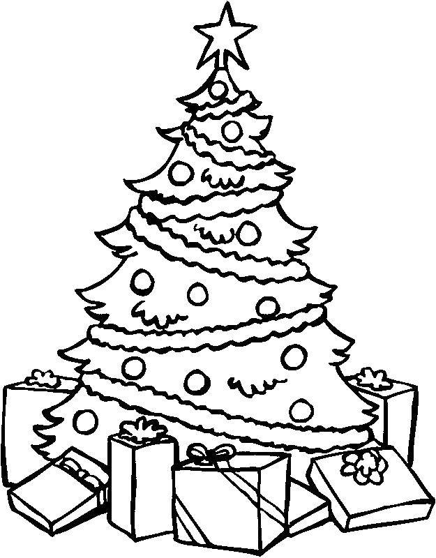 Название: Раскраска Елка с подарками. Категория: рождество. Теги: рождество, елка, санта.