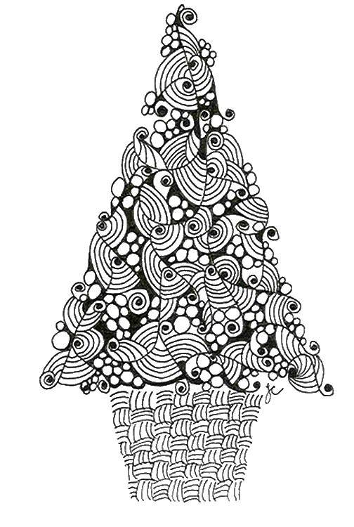 Coloring The tree in the patterns. Category Christmas. Tags:  Christmas, Christmas toy, Christmas tree, gifts.