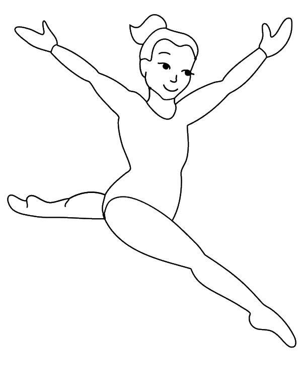 Название: Раскраска Гимнастка прыгает. Категория: гимнастика. Теги: гимнастика, гимнасты.