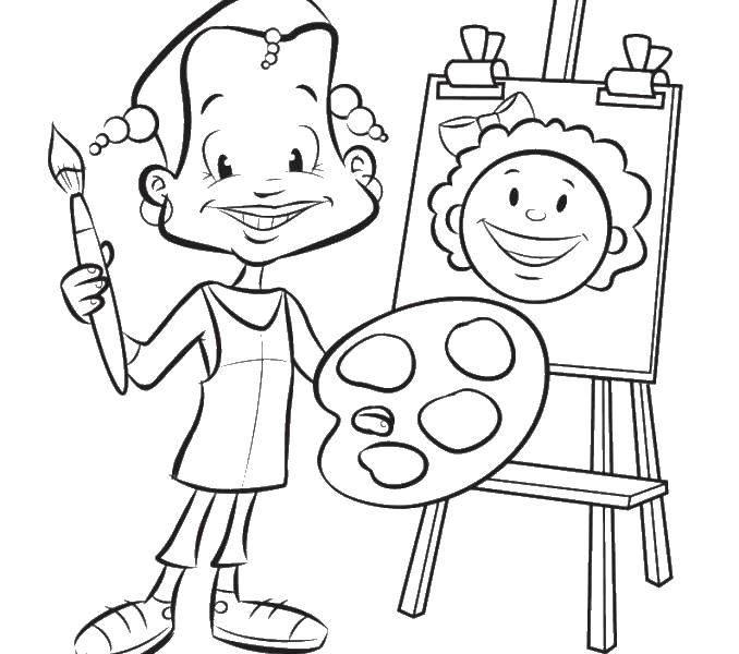 Coloring The artist draws a portrait. Category The care of teeth. Tags:  portrait, teeth, artist.