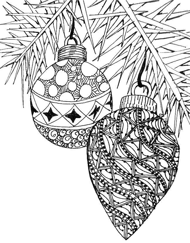Название: Раскраска Иголочки ёлки. Категория: рождество. Теги: Рождество, ёлочная игрушка, ёлка, подарки.