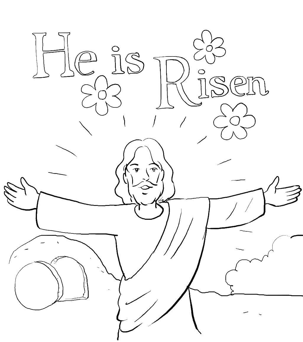 Coloring Jesus raised lettering. Category the Bible. Tags:  Jesus, the Bible.