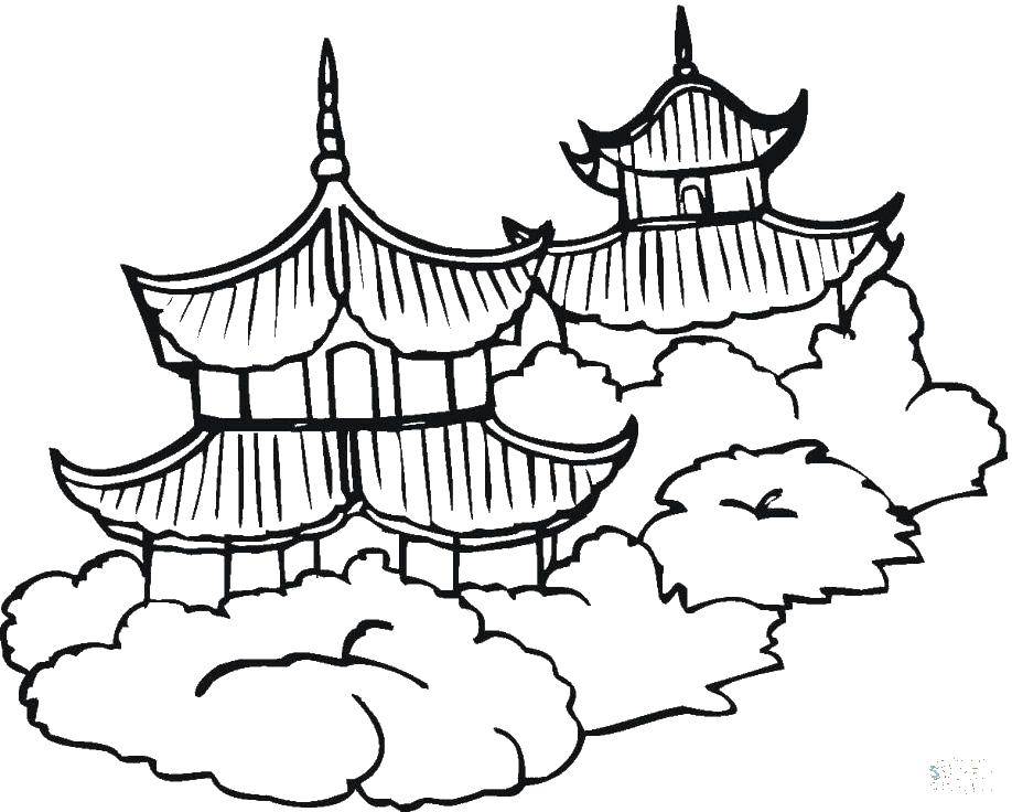Название: Раскраска Китайские дома. Категория: дома. Теги: дом, китай.