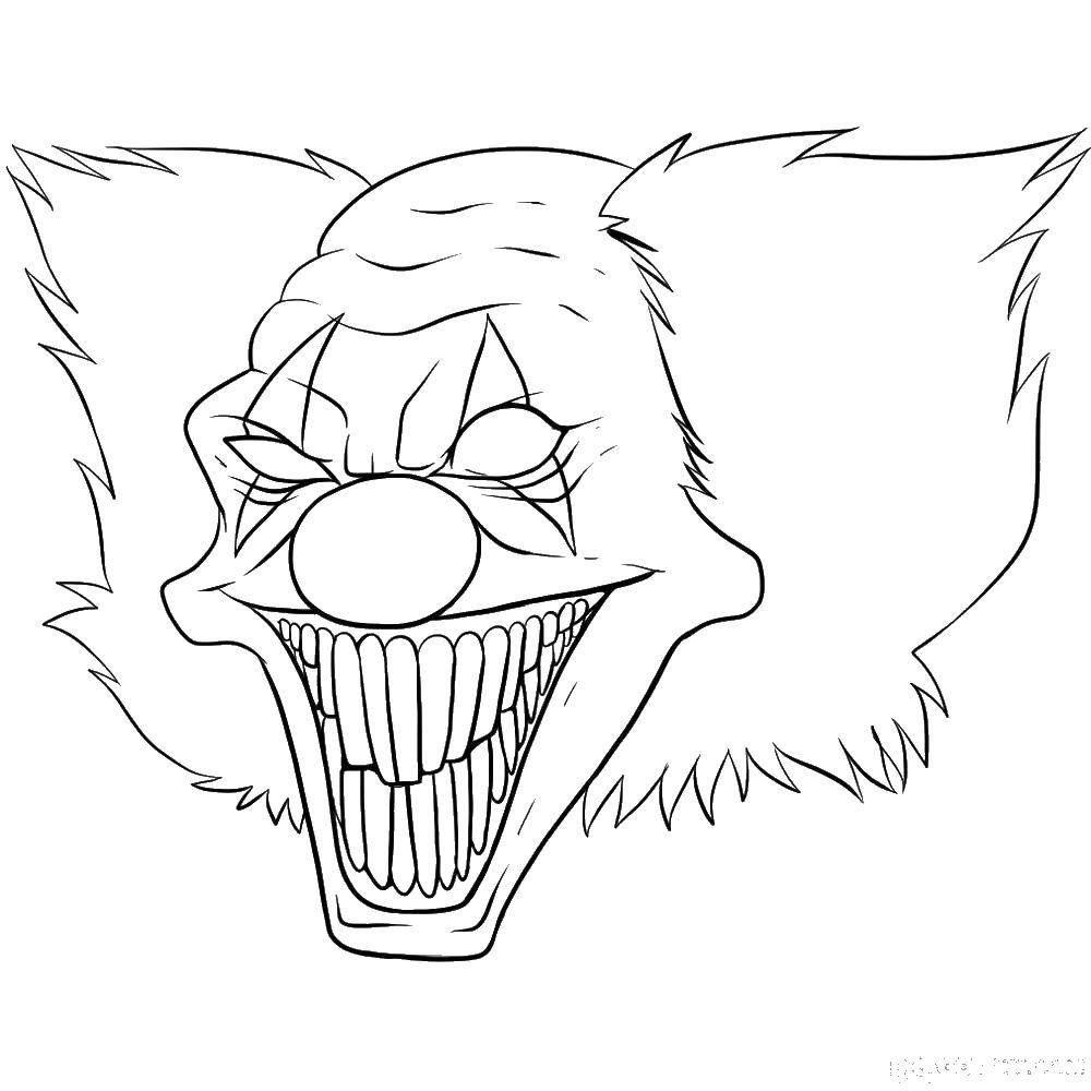 Coloring Mask evil clown. Category mask. Tags:  mask, clown.