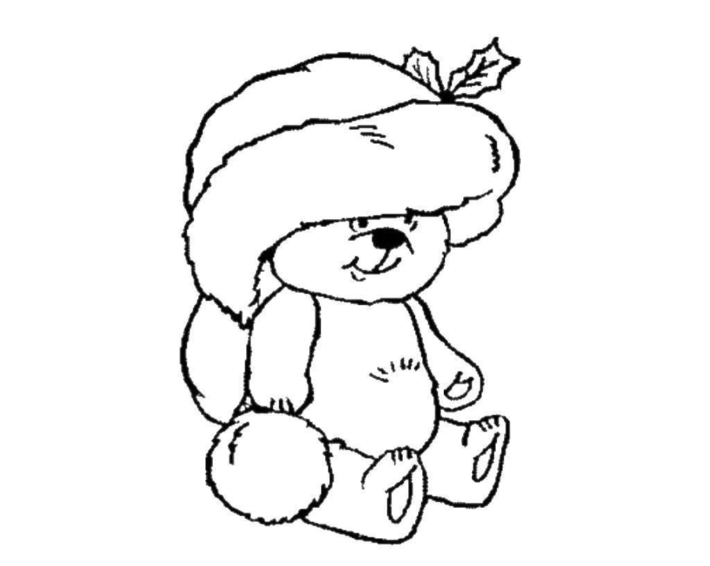 Coloring A Teddy bear in a Santa hat. Category Bedroom. Tags:  bear, hat.