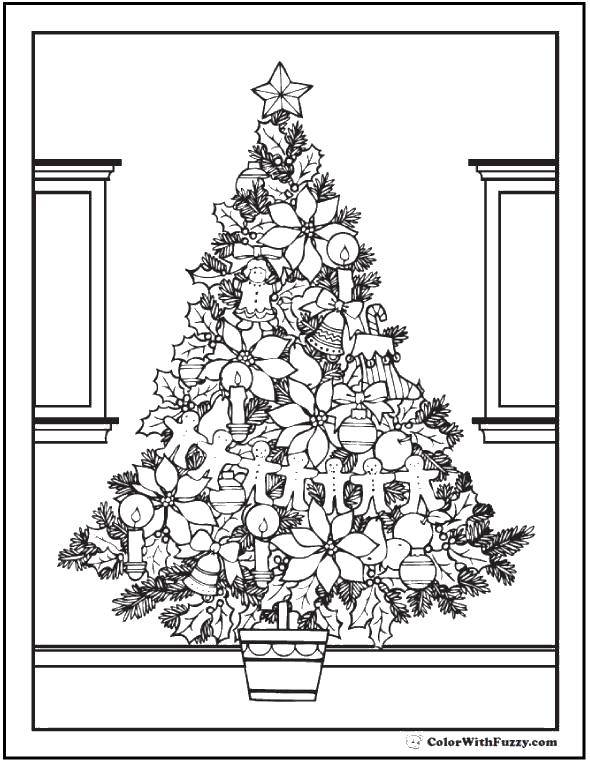 Coloring Lots of Christmas decorations. Category Christmas. Tags:  Christmas, Christmas toy, Christmas tree, gifts.