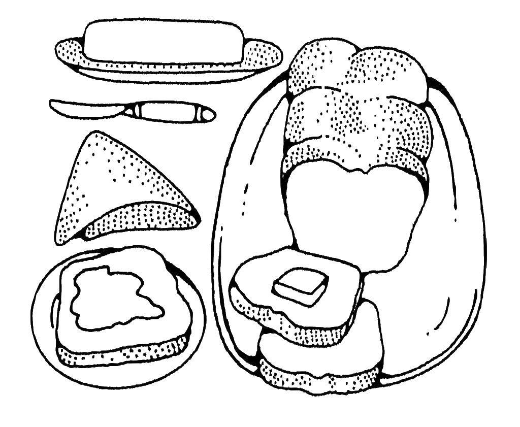 Название: Раскраска Наарезанный бутер хлеба. Категория: еда. Теги: хлеб, бутерброд.