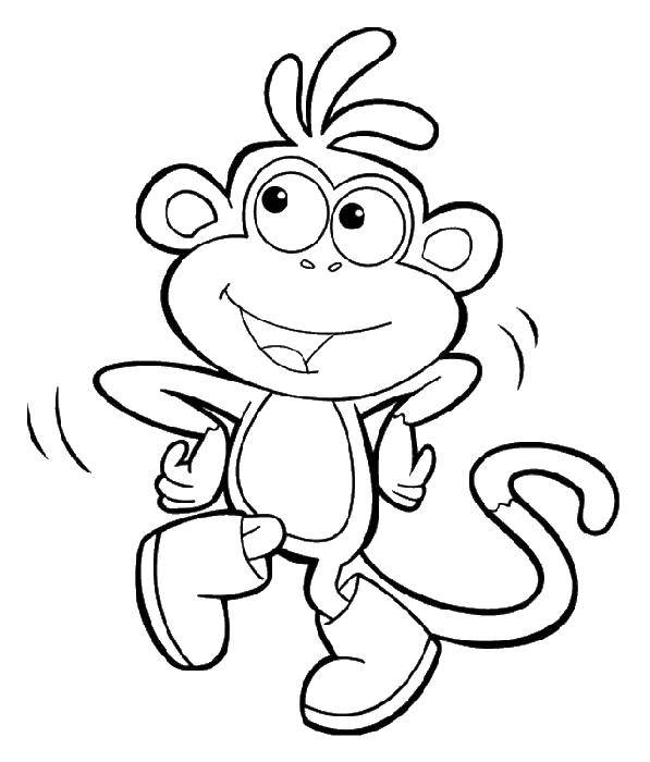 Coloring Monkey slipper dancing. Category Dora. Tags:  Dora, boots.