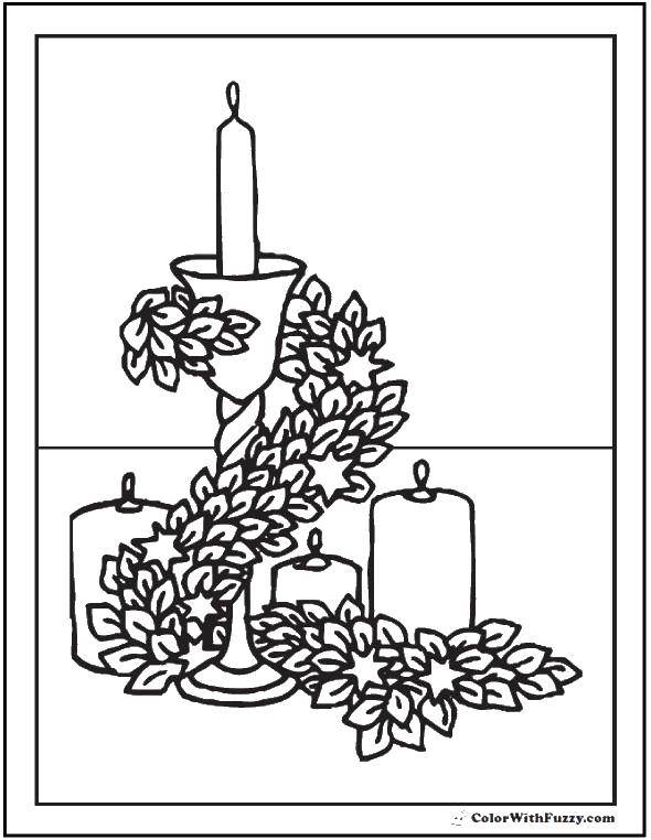 Coloring Entwined with leaves candle. Category Christmas. Tags:  Christmas, gifts.