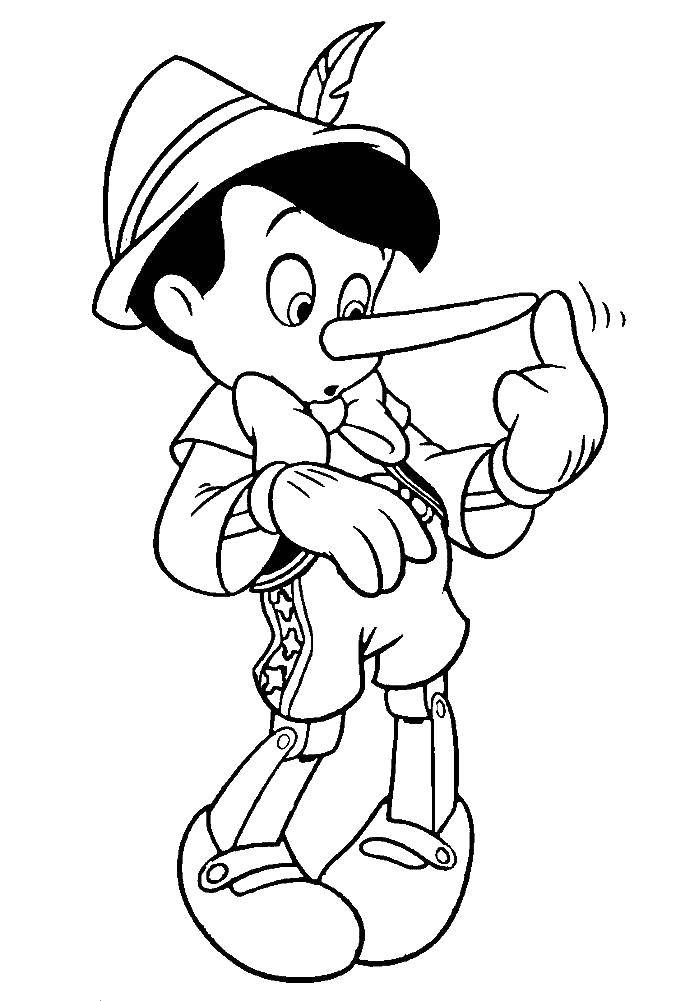 Название: Раскраска Пиноккио с длинным носом. Категория: пиноккио. Теги: пиноккио, Папа Карло.