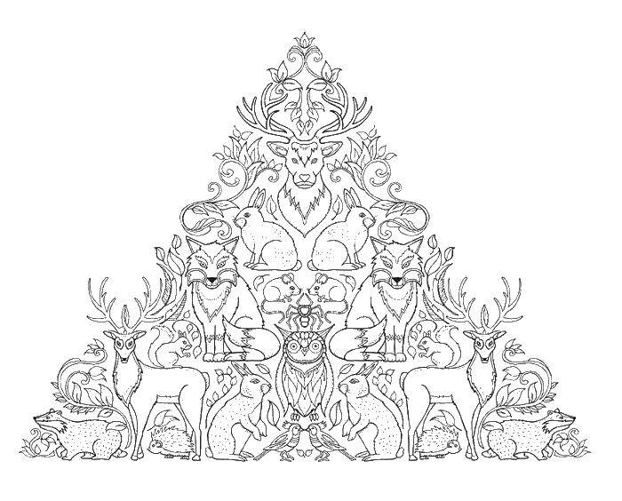 Coloring Coloring antistress. Category coloring antistress. Tags:  patterns, shapes, stress relief, animals, pyramid.