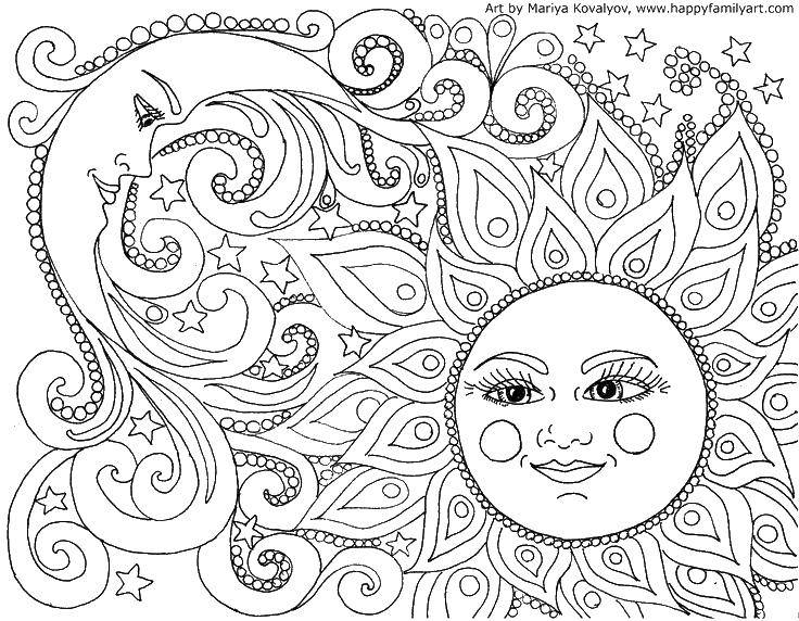 Coloring Coloring antistress. Category coloring antistress. Tags:  patterns, shapes, stress relief, sun.