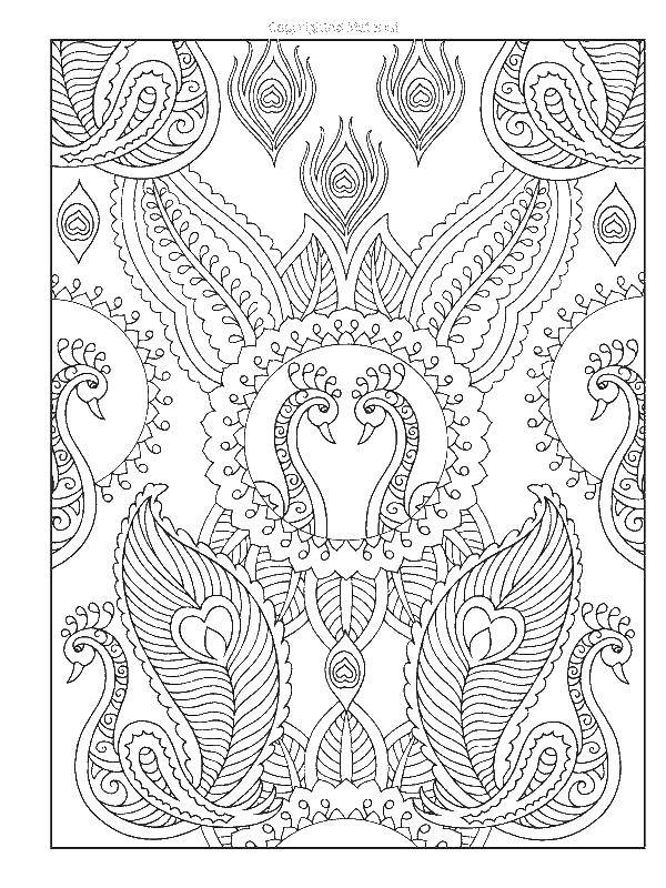 Coloring Coloring antistress. Category coloring antistress. Tags:  patterns, shapes, antistress, peacock.