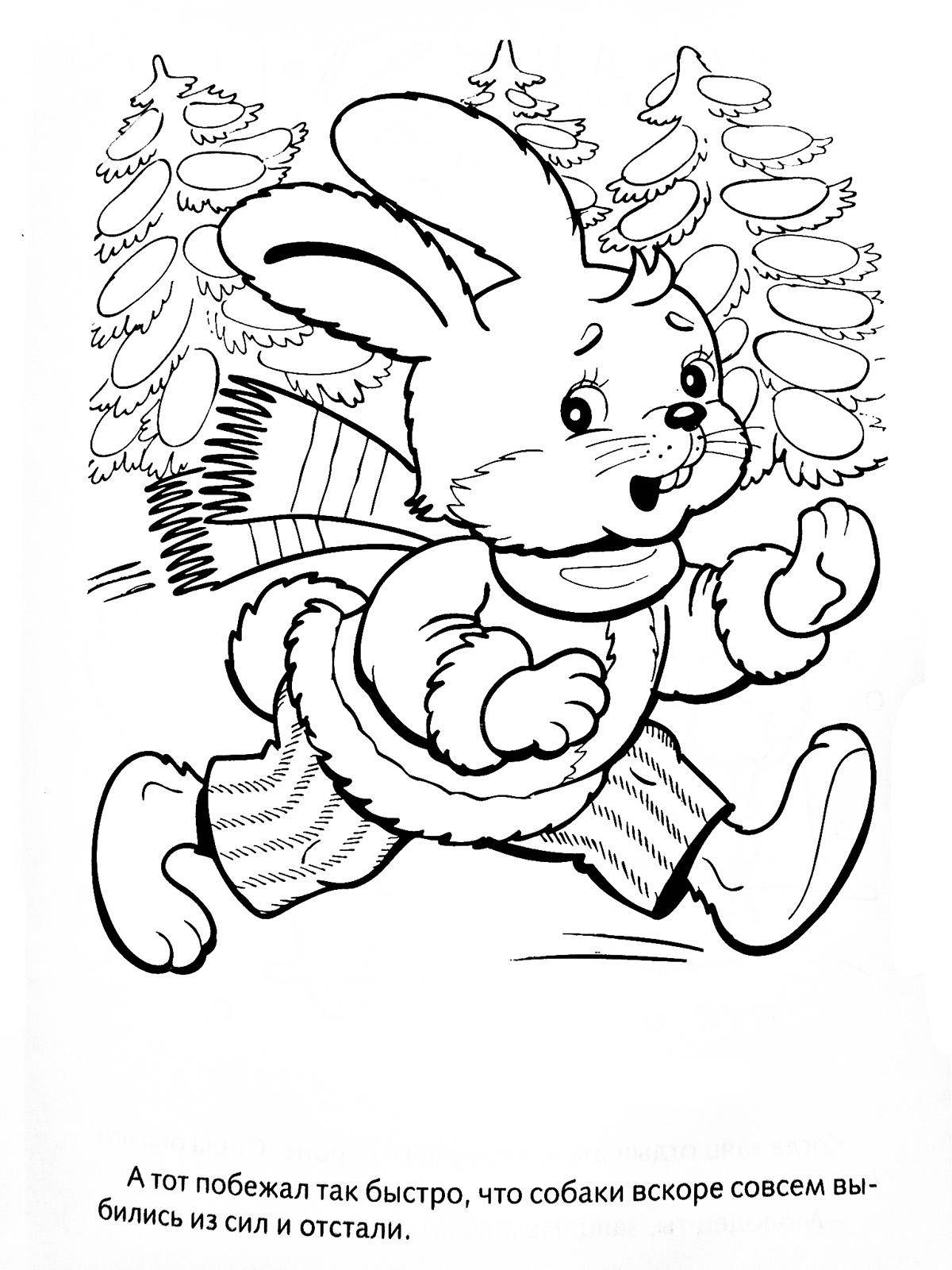 Coloring The figure of a running rabbit. Category Pets allowed. Tags:  hare, rabbit.