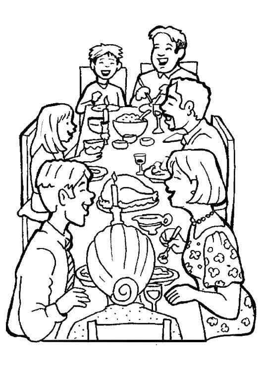 Coloring Family at dinner. Category Family members. Tags:  Family, children.