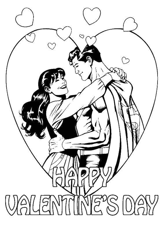 Coloring Superman and Lois lane. Category Valentines day. Tags:  Superman , Lois Lane.