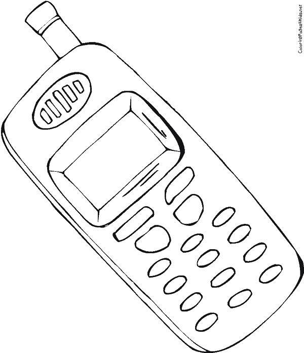 Название: Раскраска Телефон с антеной. Категория: телефон. Теги: Техника.