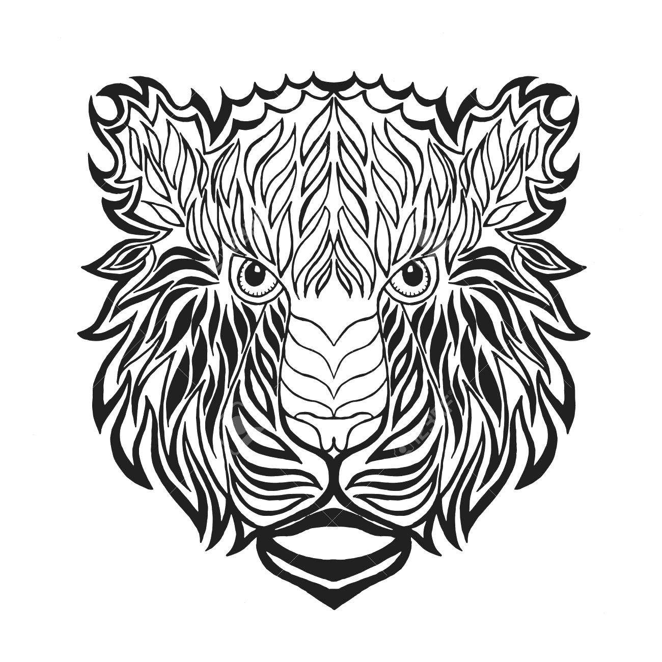Название: Раскраска Тигр из языков пламени. Категория: раскраски антистресс. Теги: Узор, животные, тигр.