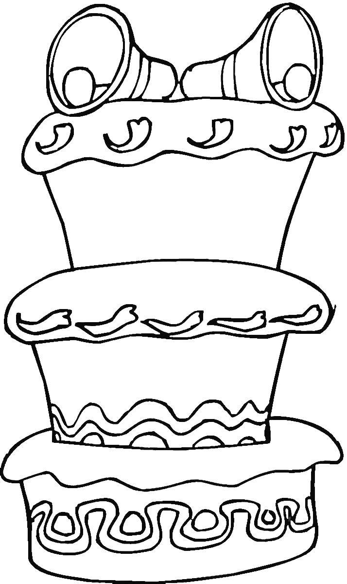 Название: Раскраска Торт с колокольчиками. Категория: раскраски. Теги: торт.