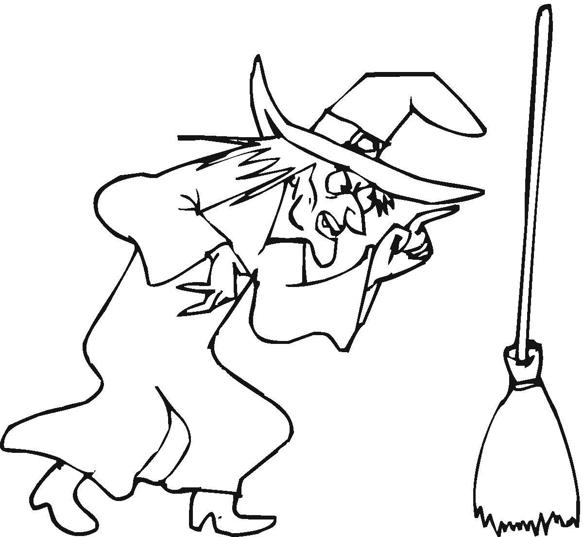 Coloring The witch found the broom. Category witch. Tags:  witch, Halloween.