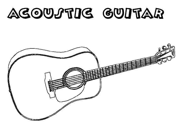 Coloring Acoustic guitar. Category Electric guitar. Tags:  guitar, music.