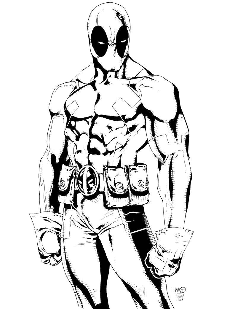 Coloring Deadpool is ready for combat. Category deadpool. Tags:  Comics.