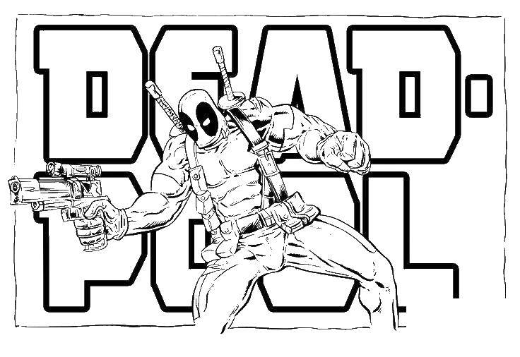 Coloring Deadpool with the words. Category deadpool. Tags:  deadpool, nadpisi.