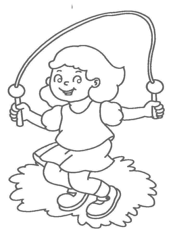 Coloring Girl jumping rope. Category sports. Tags:  sports, jump rope.