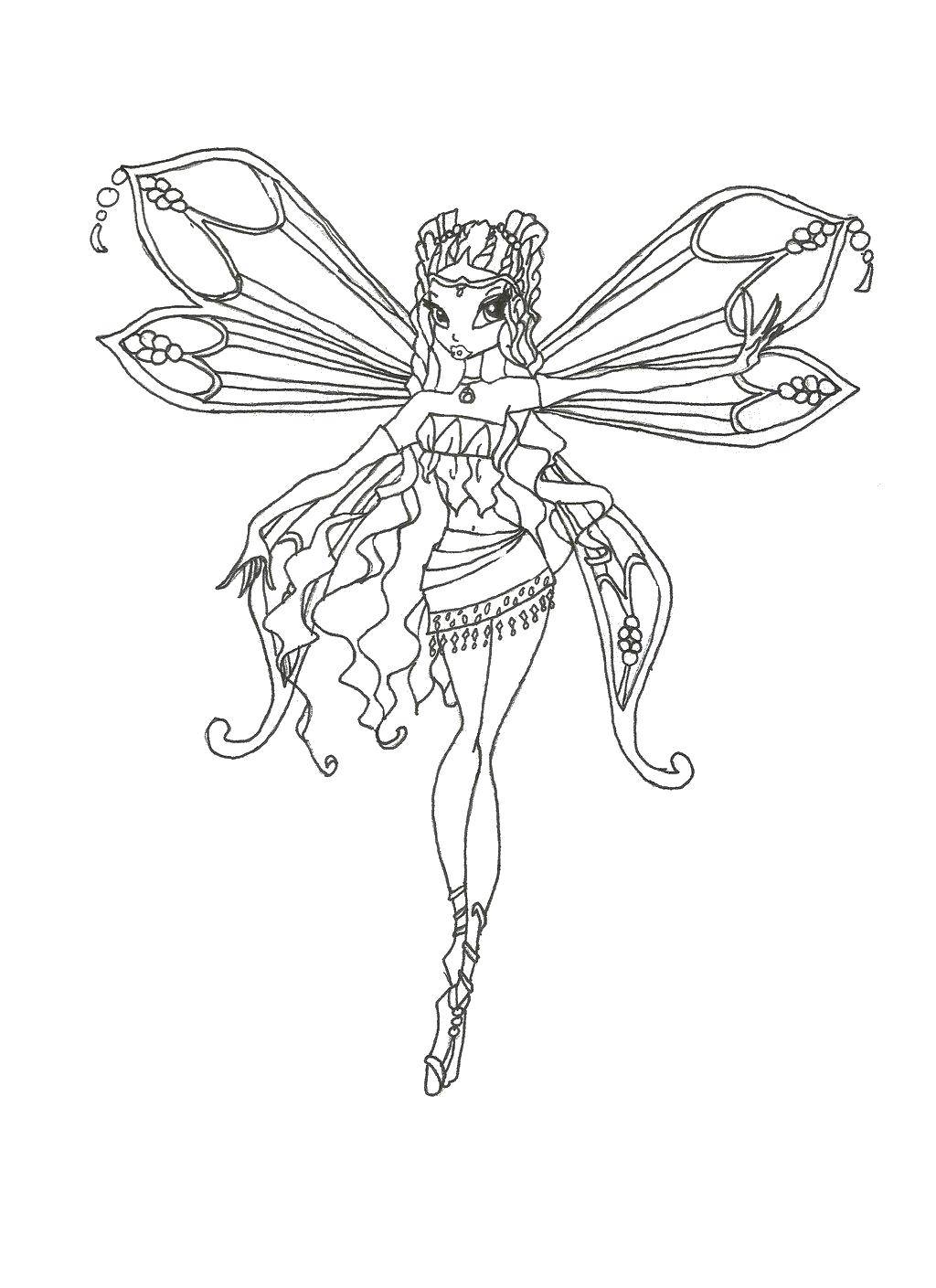 Coloring Elegant fairy. Category Winx club. Tags:  Character cartoon, Winx.