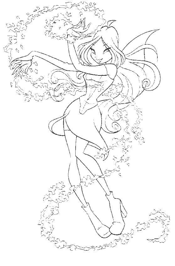 Coloring Flora fairy of nature. Category Winx club. Tags:  Flora, Winx.