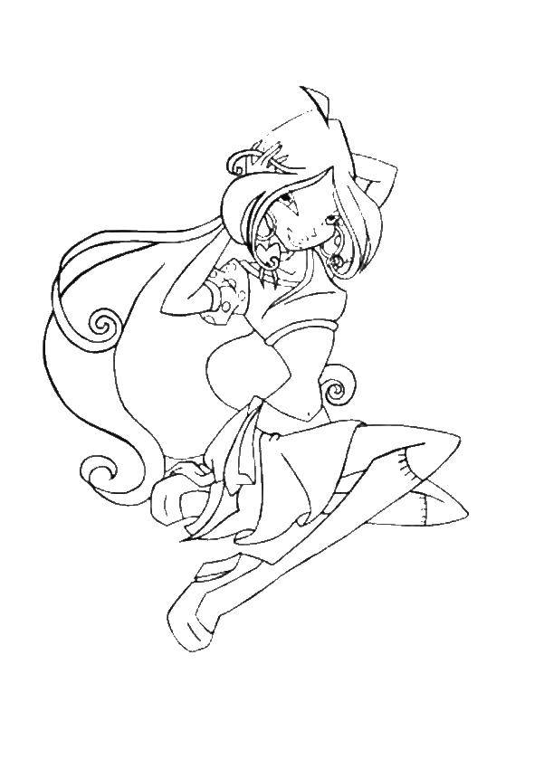 Coloring Flora sitting. Category Winx club. Tags:  Flora, Winx.