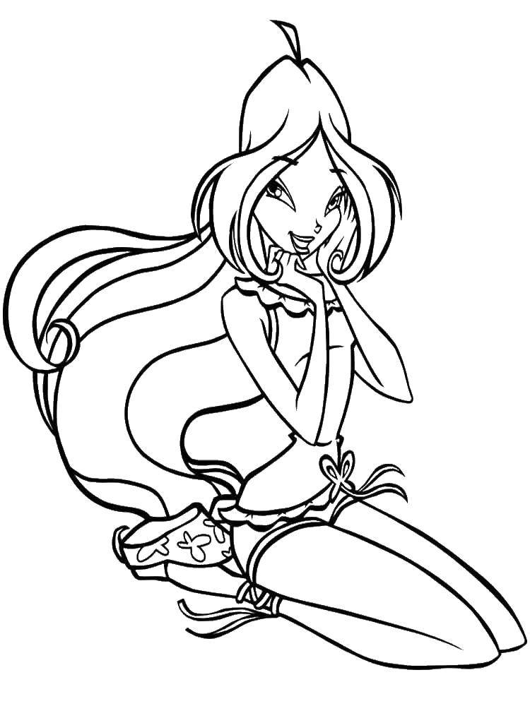 Coloring Flora in shorts. Category Winx club. Tags:  Flora, Winx.