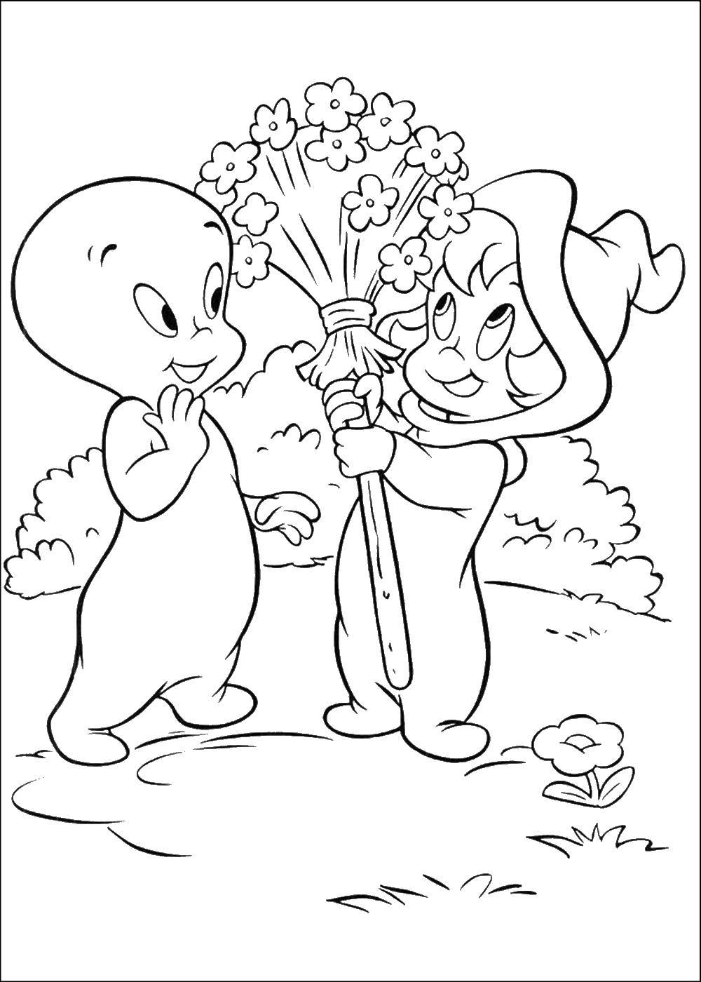 Coloring Casper gave the flowers witch. Category Bringing Casper. Tags:  Ghost , Casper.