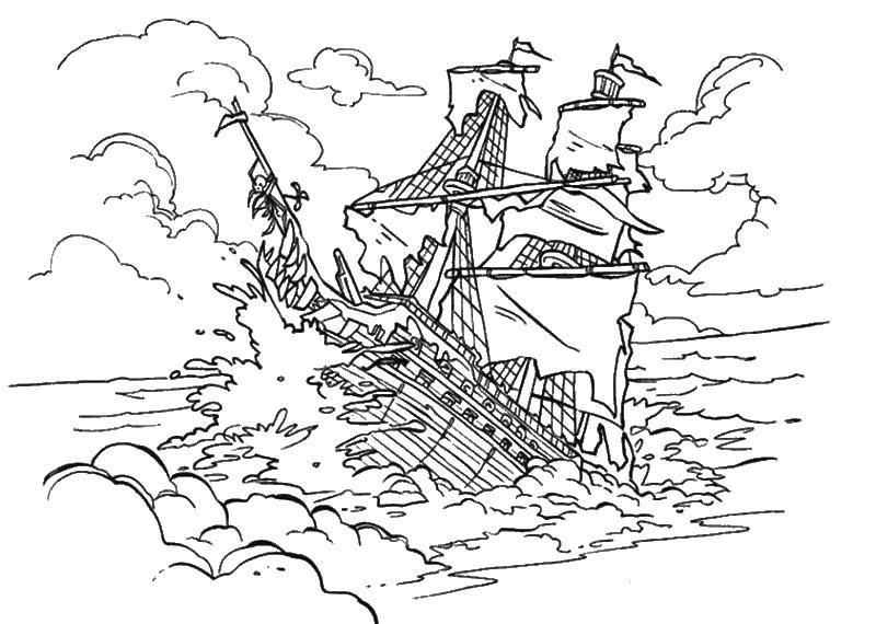 sunken ship coloring page