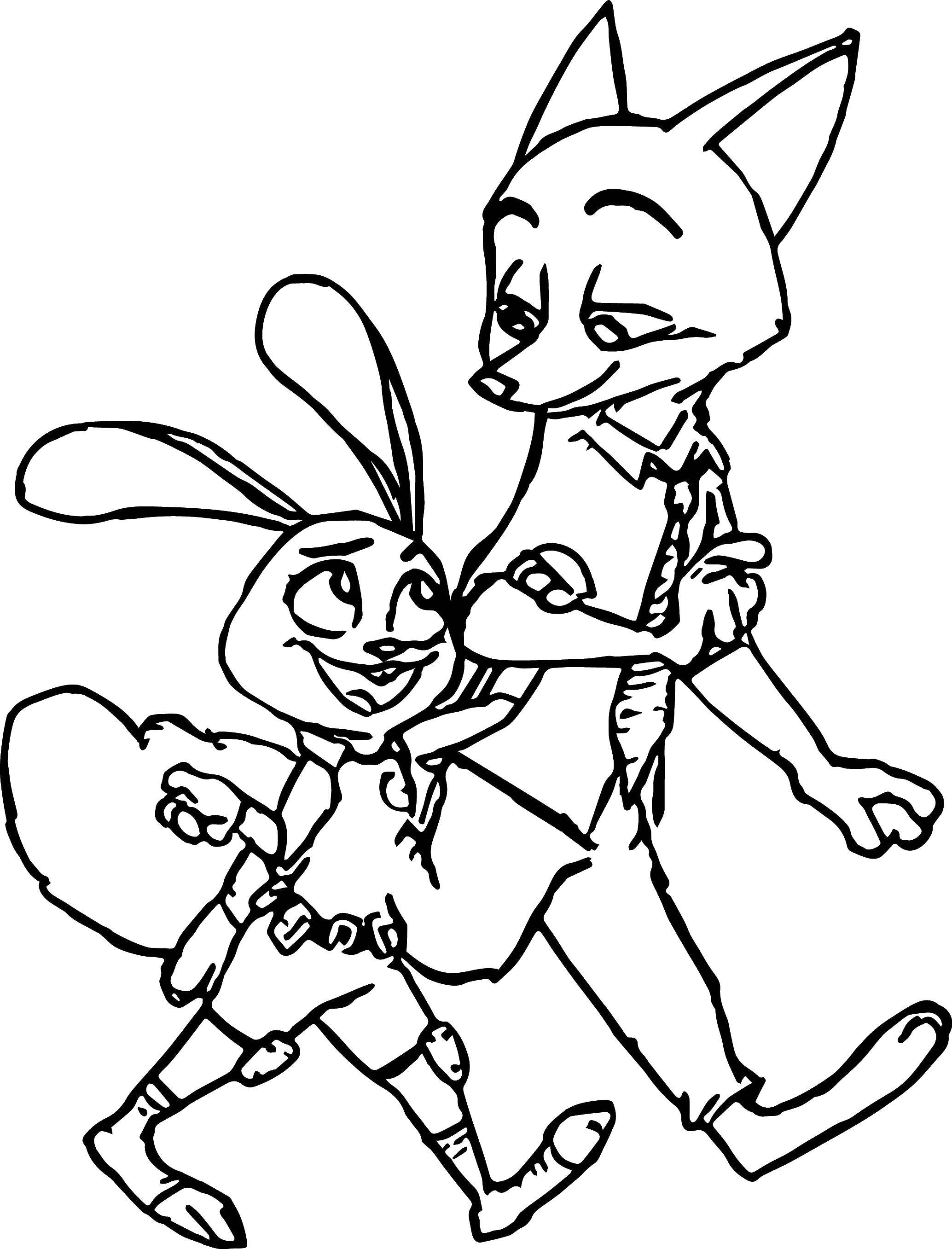 Coloring Rabbit Judy. and Fox nick Wilde. Category Zeropolis. Tags:  Zeropolis, rabbit Judy. Fox Nick Wilde.