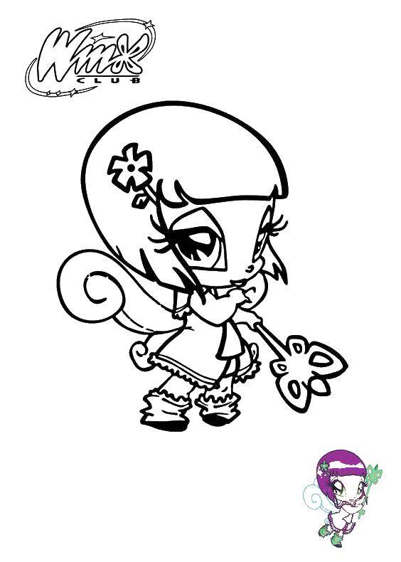 Coloring Little Tecna. Category Winx club. Tags:  Character cartoon, Winx.