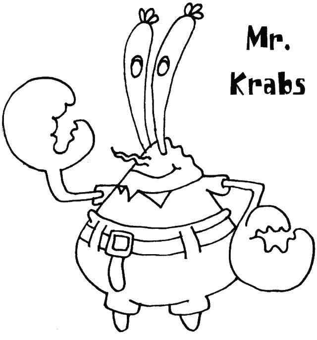 Coloring Mr. Krabs. Category Cartoon character. Tags:  cartoon, Mr. Krabs, Spongebob, Gobabeb.