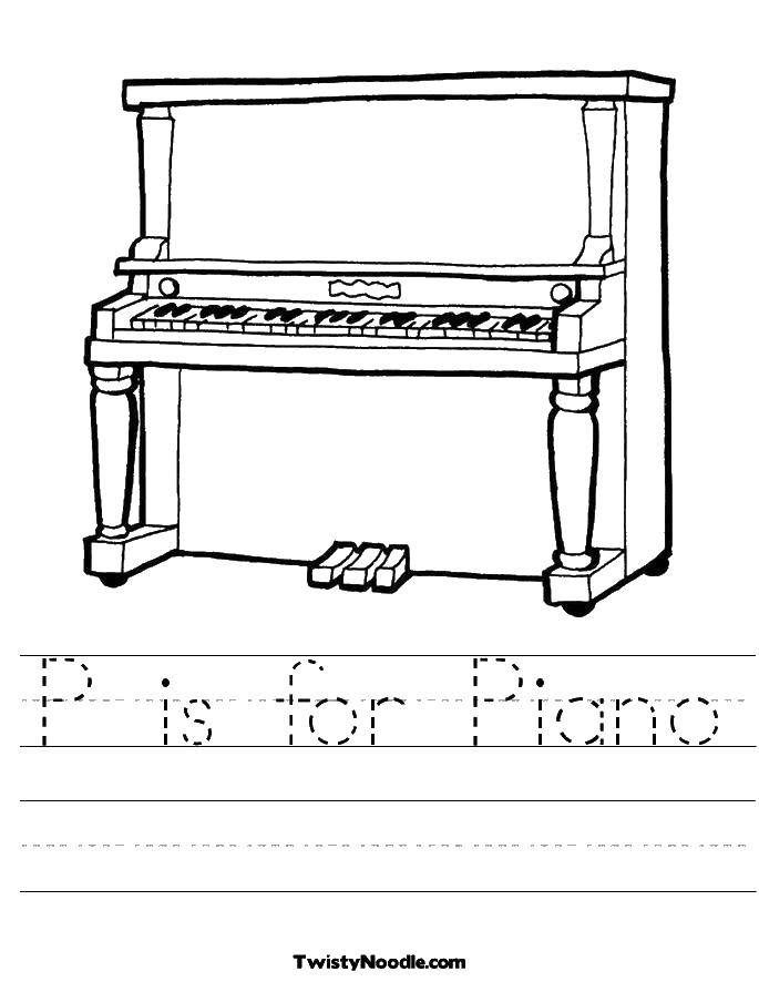 Coloring Piano p. Category Piano. Tags:  Music, instrument, musician.